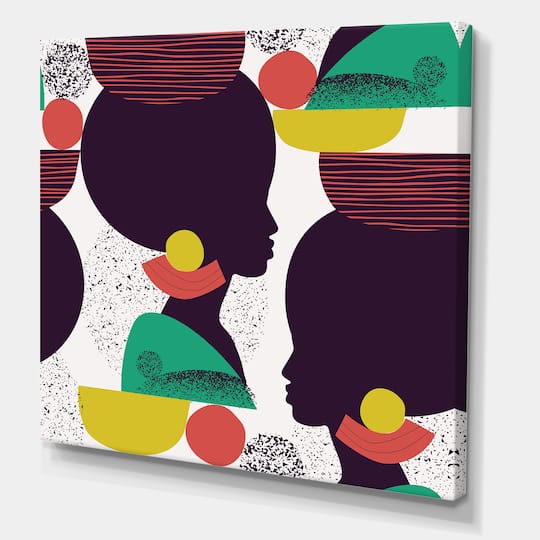 Designart - Ethnic Geometric Silhouette of African American III - Modern Canvas Wall Art Print